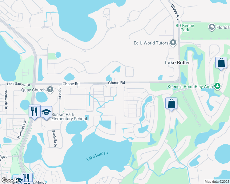 map of restaurants, bars, coffee shops, grocery stores, and more near 6006 Roseate Spoonbill Drive in Windermere
