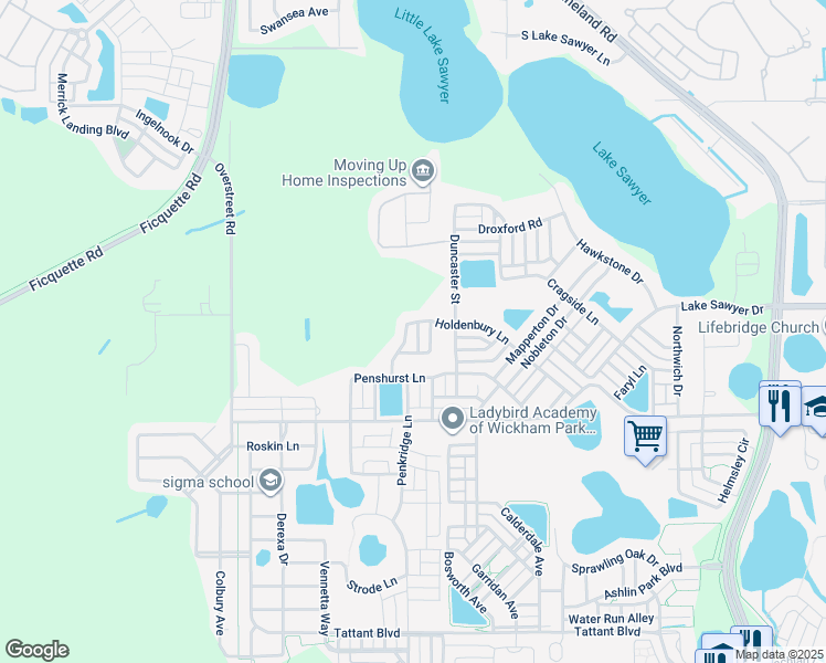map of restaurants, bars, coffee shops, grocery stores, and more near 12968 Holdenbury Lane in Windermere