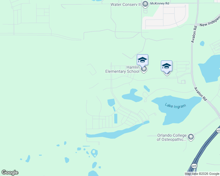 map of restaurants, bars, coffee shops, grocery stores, and more near 17598 Lake Ingram Road in Winter Garden