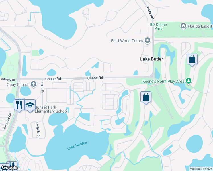 map of restaurants, bars, coffee shops, grocery stores, and more near 11910 Camden Park Drive in Windermere