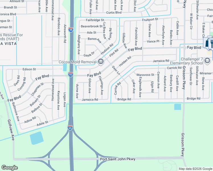 map of restaurants, bars, coffee shops, grocery stores, and more near 5578 Jamaica Road in Cocoa