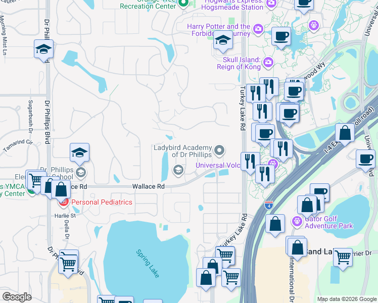 map of restaurants, bars, coffee shops, grocery stores, and more near 7135 Cadiz Boulevard in Orlando