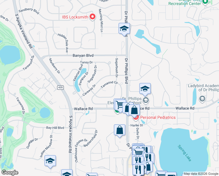 map of restaurants, bars, coffee shops, grocery stores, and more near 6898 Tamarind Circle in Orlando