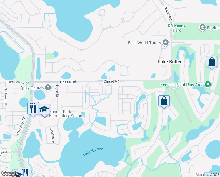 map of restaurants, bars, coffee shops, grocery stores, and more near 6006 Roseate Spoonbill Drive in Windermere