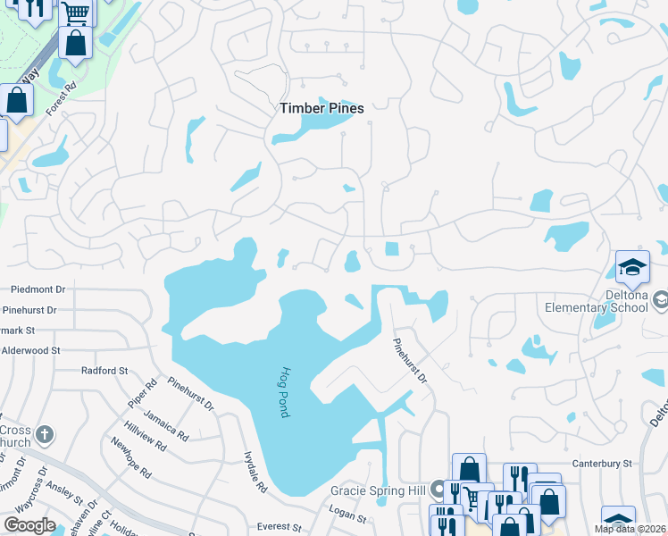 map of restaurants, bars, coffee shops, grocery stores, and more near 2264 Danwood Drive in Spring Hill