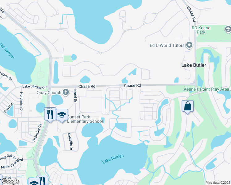 map of restaurants, bars, coffee shops, grocery stores, and more near 6299 Golden Dewdrop Trail in Windermere