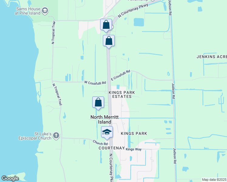 map of restaurants, bars, coffee shops, grocery stores, and more near 5900 North Courtenay Parkway in Merritt Island