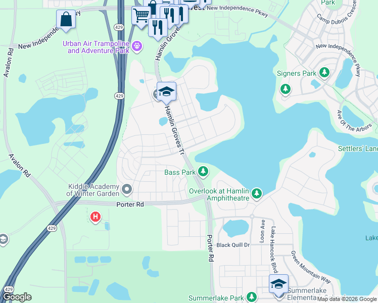 map of restaurants, bars, coffee shops, grocery stores, and more near 15288 Shonan Gold Drive in Winter Garden