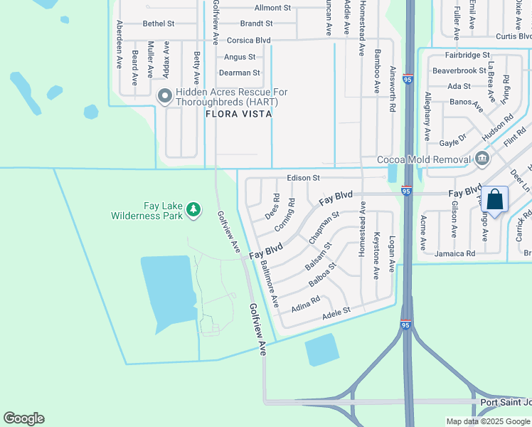 map of restaurants, bars, coffee shops, grocery stores, and more near 6126 Dees Road in Cocoa