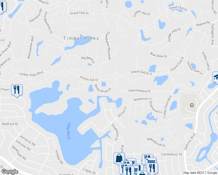 map of restaurants, bars, coffee shops, grocery stores, and more near 7295 Bottle Brush Drive in Spring Hill