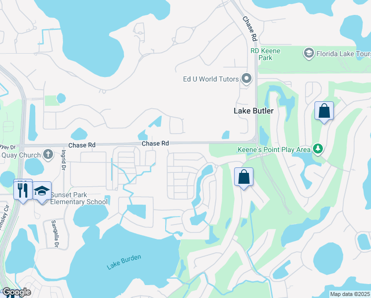 map of restaurants, bars, coffee shops, grocery stores, and more near 11910 Camden Park Drive in Windermere