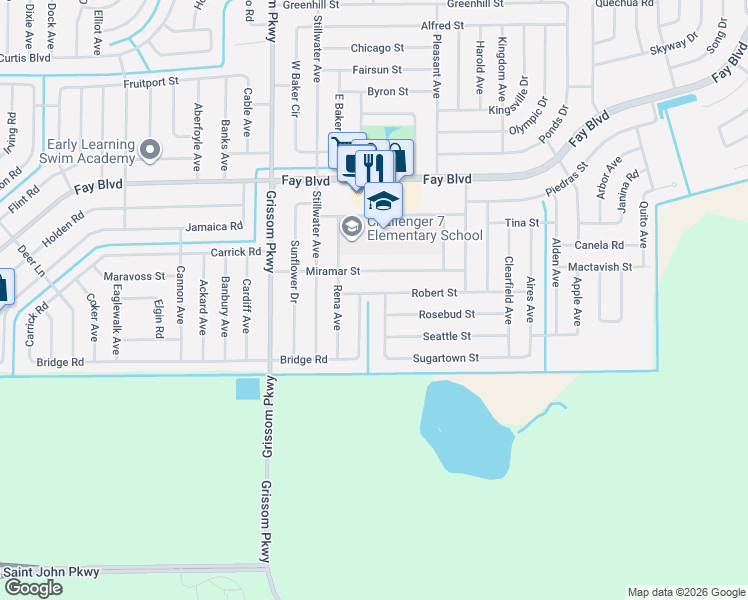 map of restaurants, bars, coffee shops, grocery stores, and more near 4785 Robert Street in Cocoa