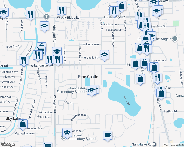 map of restaurants, bars, coffee shops, grocery stores, and more near 6434 Calypso Drive in Orlando