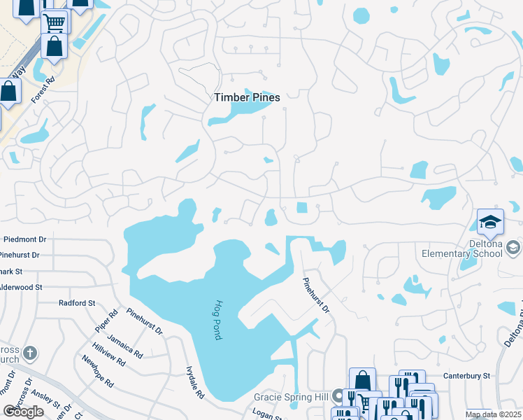 map of restaurants, bars, coffee shops, grocery stores, and more near 2264 Danwood Drive in Spring Hill