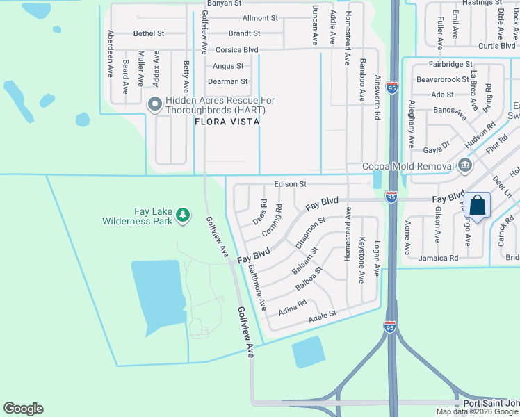 map of restaurants, bars, coffee shops, grocery stores, and more near 6145 Dees Road in Cocoa