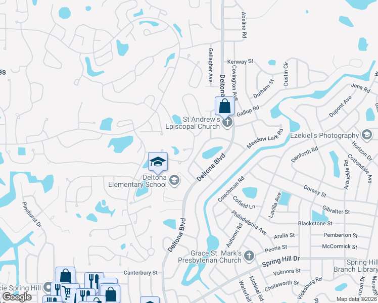 map of restaurants, bars, coffee shops, grocery stores, and more near 2171 Terrace View Lane in Spring Hill