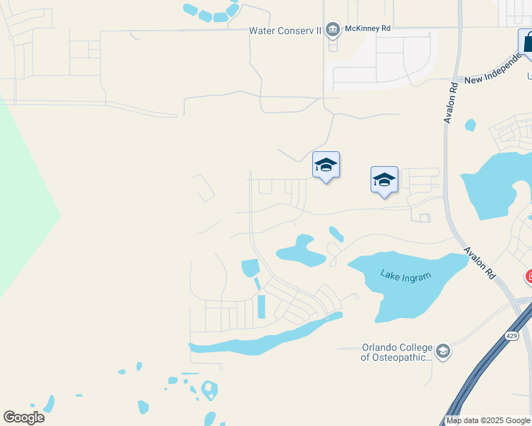 map of restaurants, bars, coffee shops, grocery stores, and more near 17530 Lake Ingram Road in Winter Garden