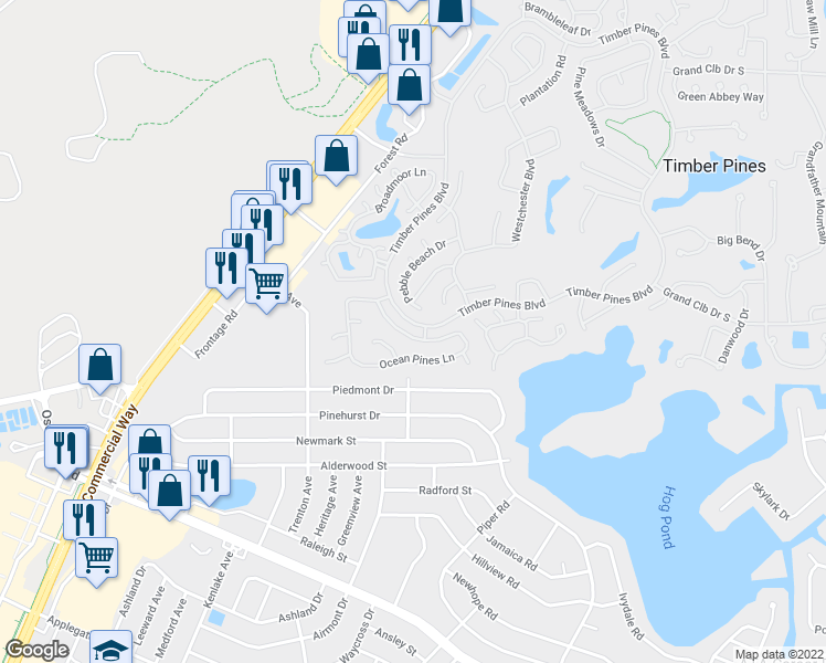 map of restaurants, bars, coffee shops, grocery stores, and more near 6209 Ocean Pines Lane in Spring Hill