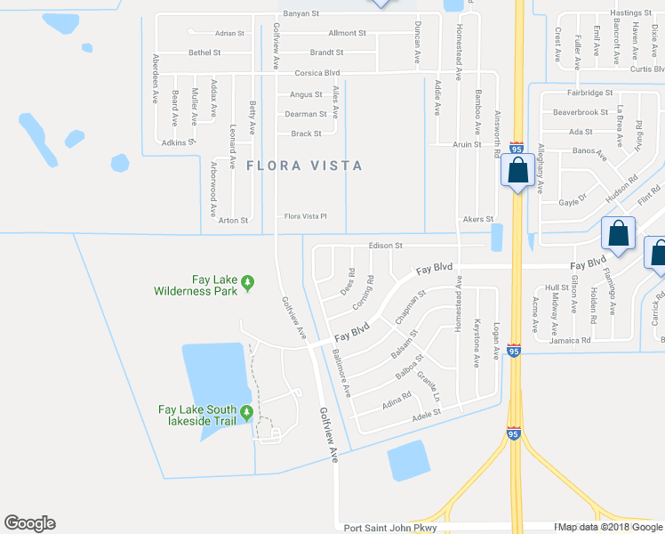 map of restaurants, bars, coffee shops, grocery stores, and more near Degan Road in Cocoa