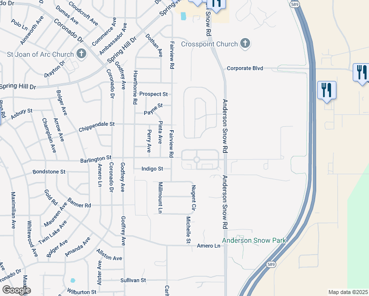 map of restaurants, bars, coffee shops, grocery stores, and more near 2 Naimisha Loop in Spring Hill