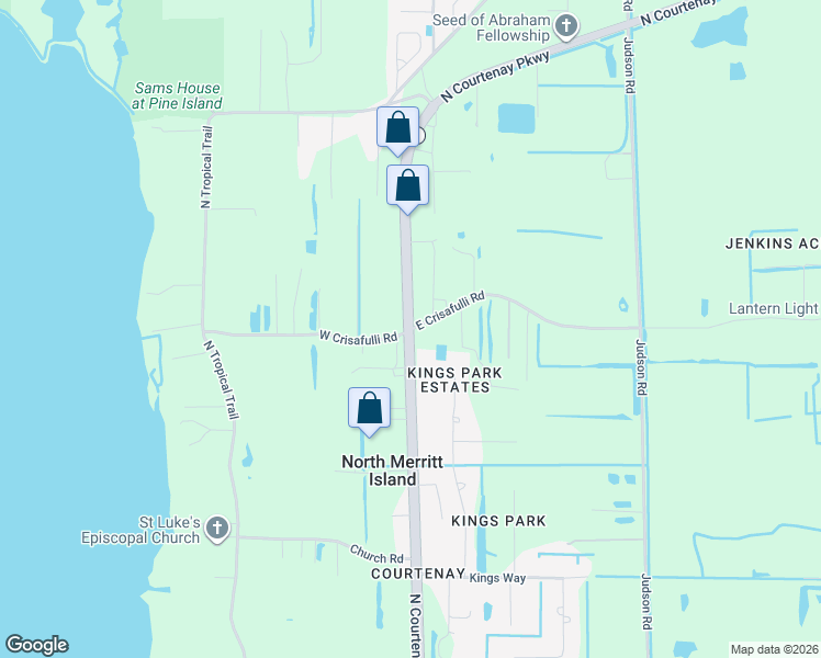 map of restaurants, bars, coffee shops, grocery stores, and more near 80 East Crisafulli Road in Merritt Island