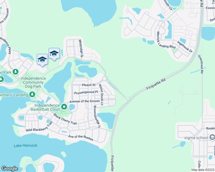 map of restaurants, bars, coffee shops, grocery stores, and more near 6720 New Independence Parkway in Winter Garden