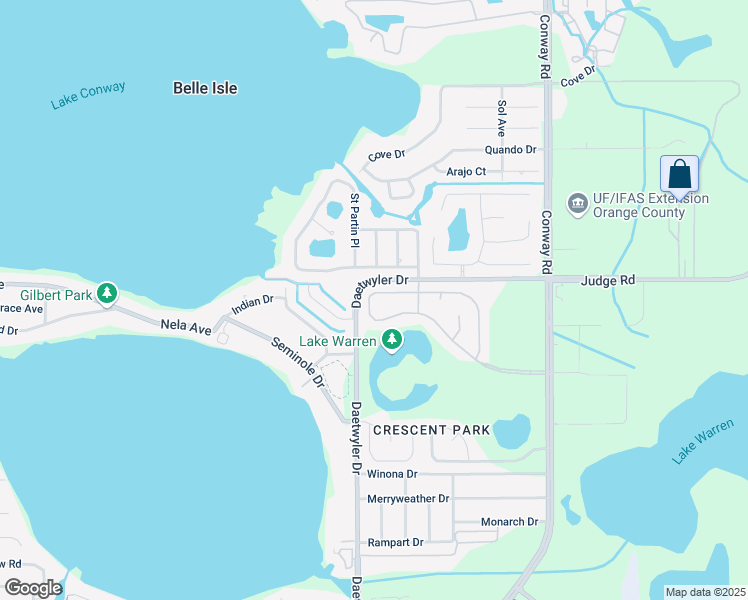 map of restaurants, bars, coffee shops, grocery stores, and more near 3627 Half Moon Drive in Orlando