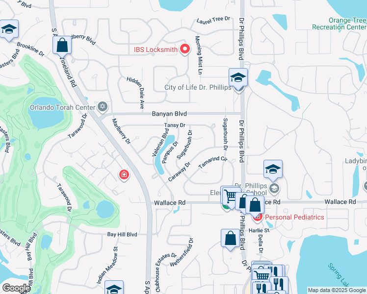 map of restaurants, bars, coffee shops, grocery stores, and more near 6936 Sugarbush Drive in Orlando