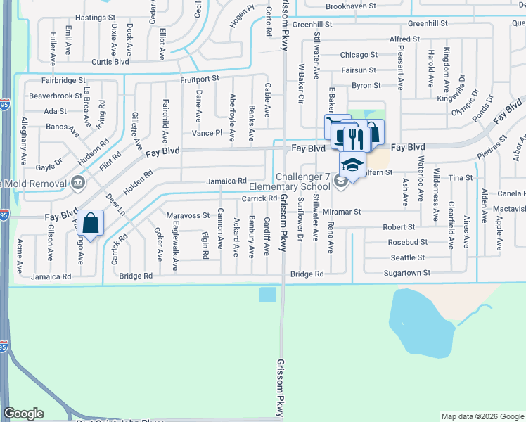 map of restaurants, bars, coffee shops, grocery stores, and more near 6054 Cardiff Avenue in Cocoa