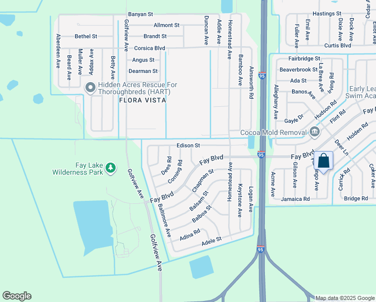 map of restaurants, bars, coffee shops, grocery stores, and more near 6170 Euclid Avenue in Cocoa