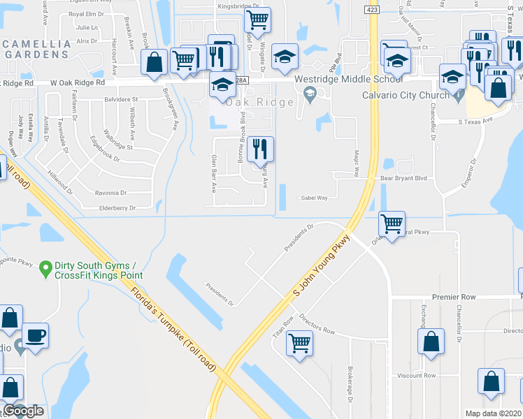 map of restaurants, bars, coffee shops, grocery stores, and more near 3978 Macdonough Avenue in Orlando