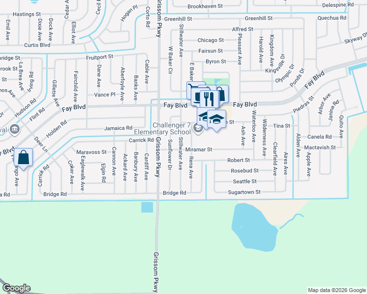 map of restaurants, bars, coffee shops, grocery stores, and more near 6113 Stillwater Avenue in Cocoa