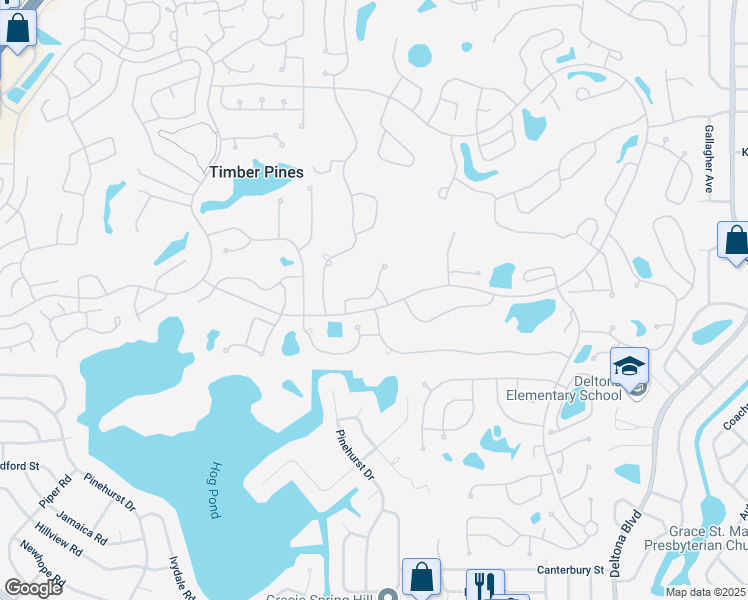 map of restaurants, bars, coffee shops, grocery stores, and more near 7324 Prince George Court in Spring Hill