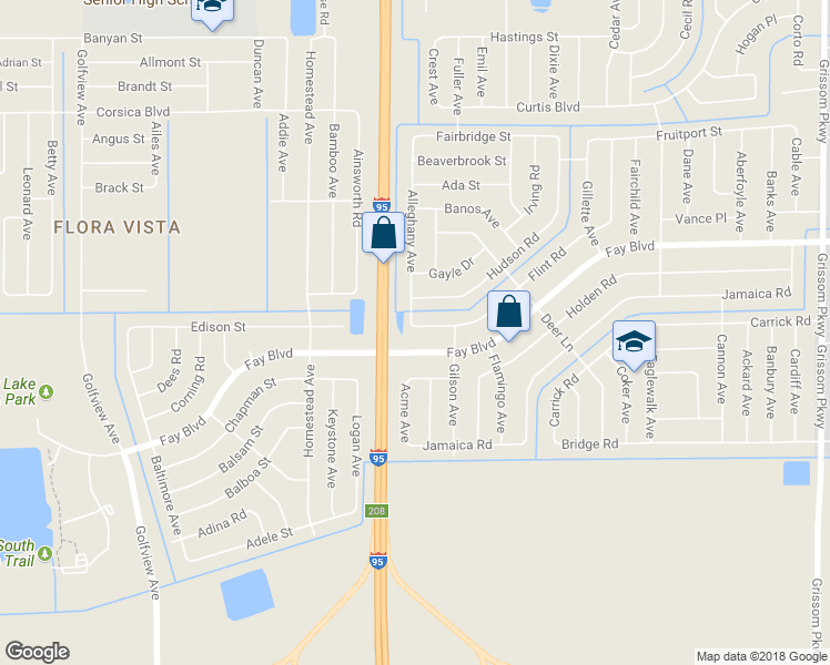map of restaurants, bars, coffee shops, grocery stores, and more near 5741 Flint Rd in Cocoa