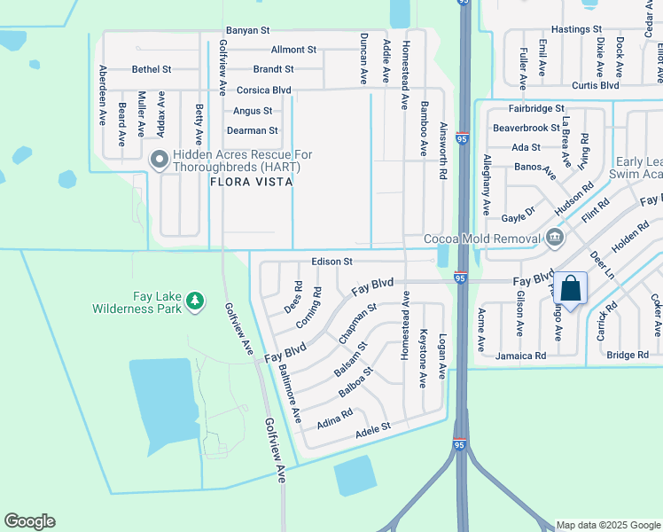 map of restaurants, bars, coffee shops, grocery stores, and more near 6170 Euclid Avenue in Cocoa