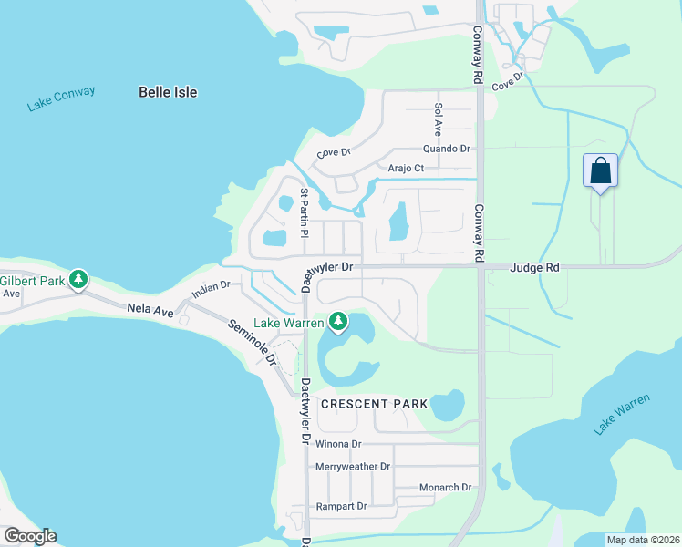 map of restaurants, bars, coffee shops, grocery stores, and more near 3627 Half Moon Drive in Orlando