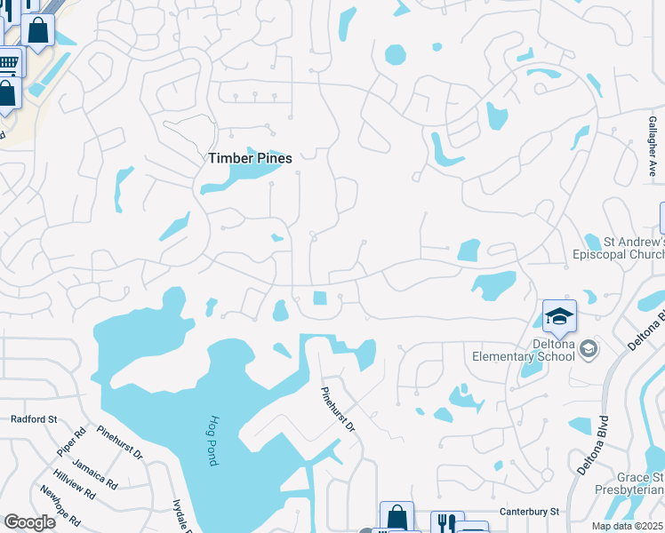 map of restaurants, bars, coffee shops, grocery stores, and more near 7279 Prince George Court in Spring Hill