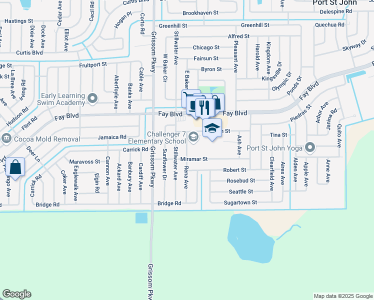 map of restaurants, bars, coffee shops, grocery stores, and more near 6135 Rena Avenue in Cocoa
