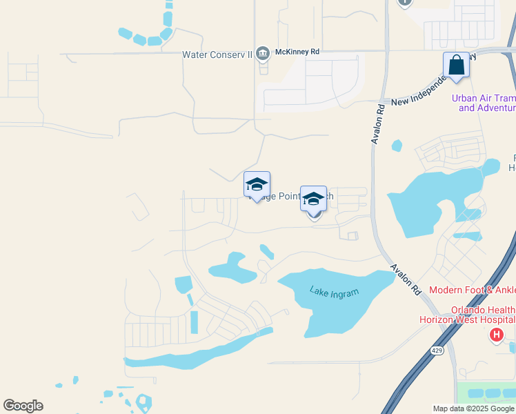 map of restaurants, bars, coffee shops, grocery stores, and more near 16145 Silver Grove Boulevard in Winter Garden