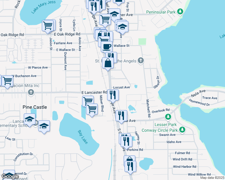 map of restaurants, bars, coffee shops, grocery stores, and more near 6700 South Orange Avenue in Orlando