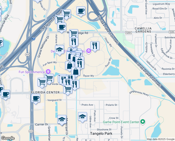 map of restaurants, bars, coffee shops, grocery stores, and more near 5270-5320 International Dr in Orlando
