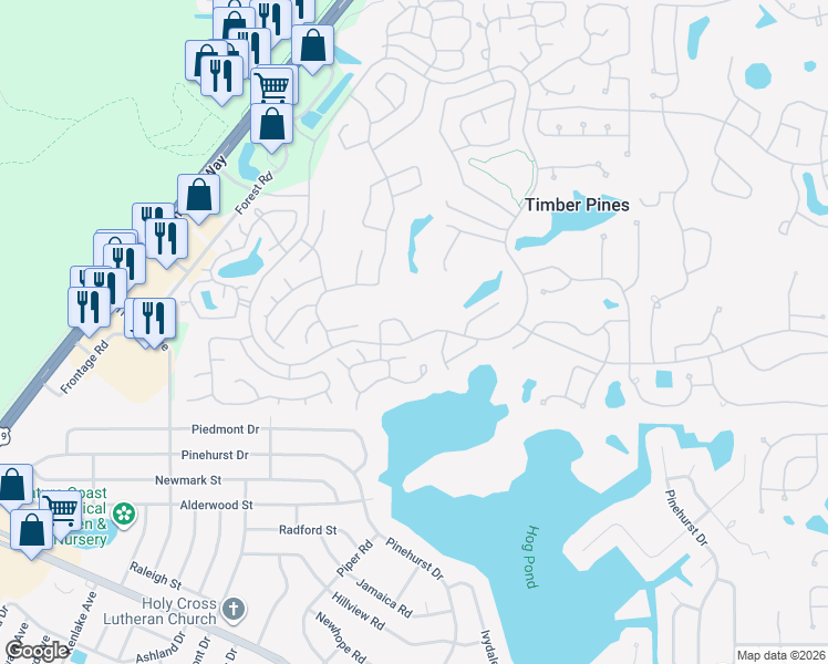 map of restaurants, bars, coffee shops, grocery stores, and more near 6399 Pinestand Court in Spring Hill
