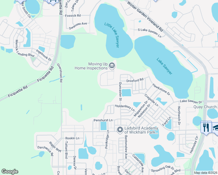 map of restaurants, bars, coffee shops, grocery stores, and more near 7064 Kiwano Way in Windermere