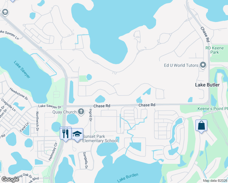 map of restaurants, bars, coffee shops, grocery stores, and more near 6642 Crestmont Glen Lane in Windermere