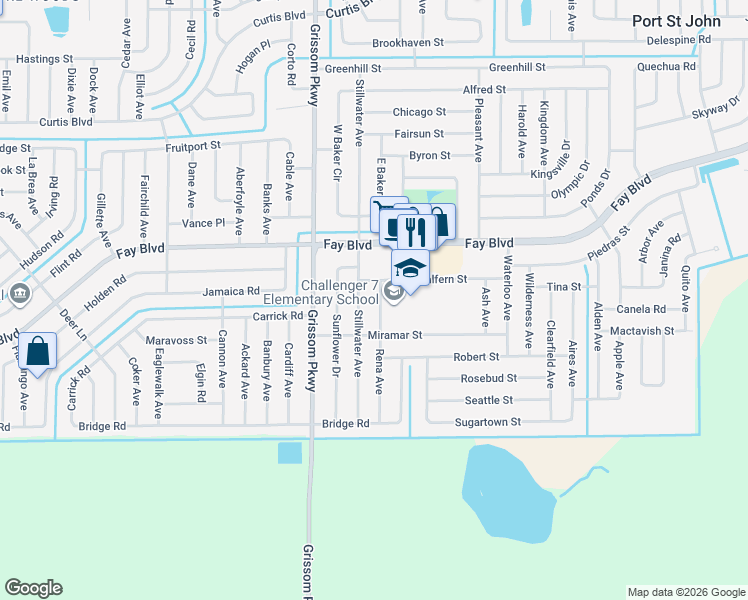 map of restaurants, bars, coffee shops, grocery stores, and more near 4875 Balfern Street in Cocoa