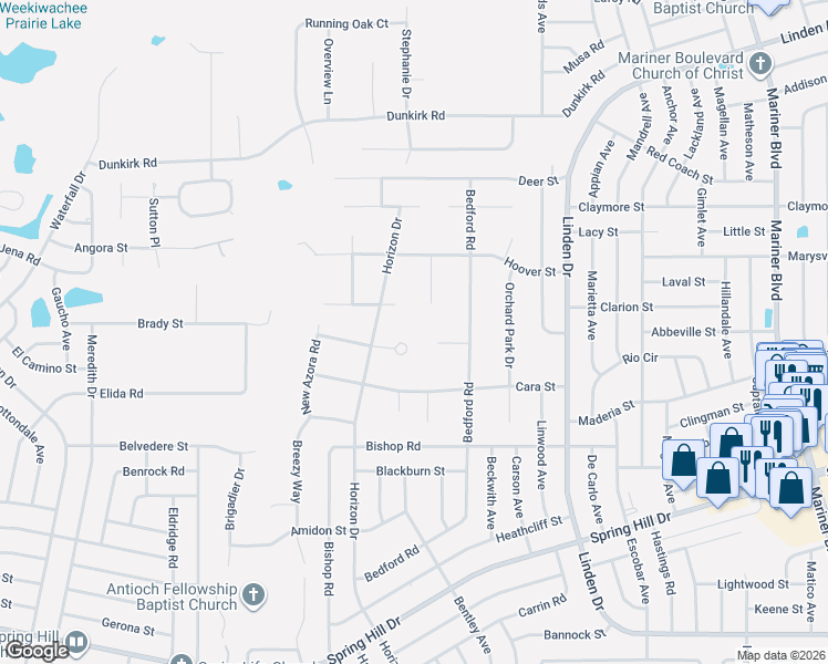 map of restaurants, bars, coffee shops, grocery stores, and more near 2271 Currant Place in Spring Hill