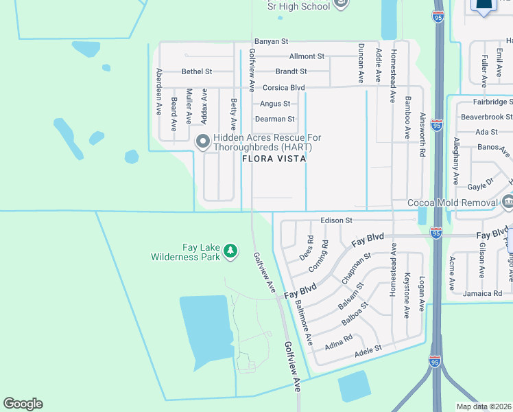 map of restaurants, bars, coffee shops, grocery stores, and more near 6201 Golfview Avenue in Cocoa