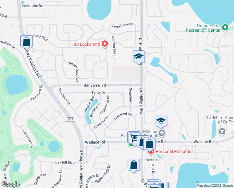 map of restaurants, bars, coffee shops, grocery stores, and more near 8263 Tansy Drive in Orlando