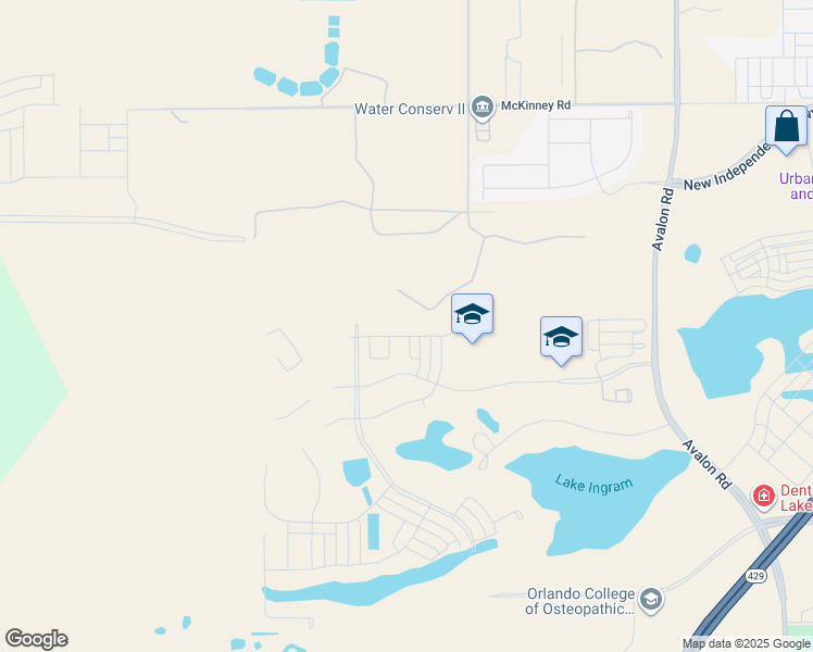 map of restaurants, bars, coffee shops, grocery stores, and more near Rex Drive in Winter Garden