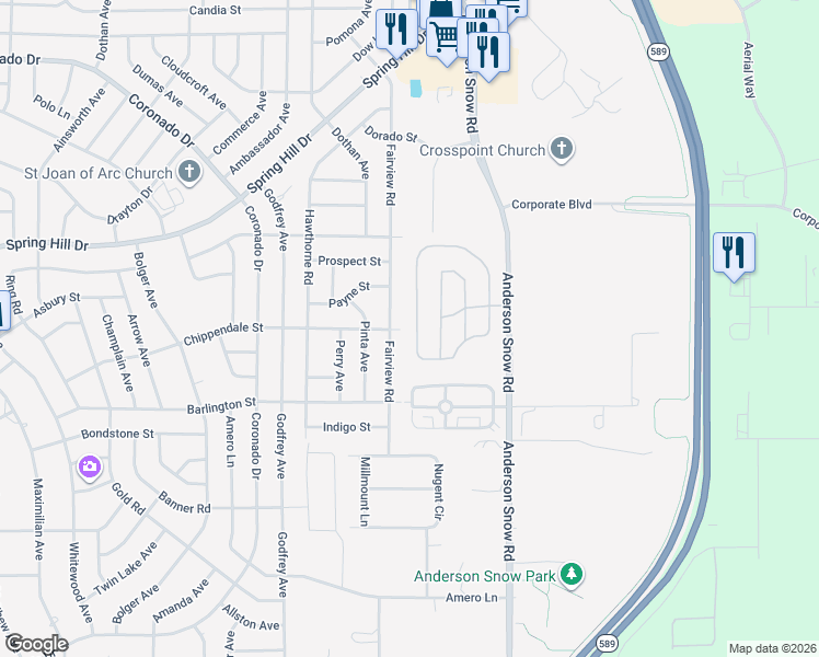map of restaurants, bars, coffee shops, grocery stores, and more near 2091 Clary Sage Drive in Spring Hill